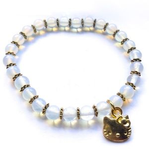 Hello Kitty Opalite Bracelet Gold Rainbow Stretch
